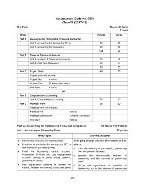CBSE Syllabus Class 12 Accountancy 2017 - 2018