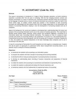CBSE Class 11 Accountancy Syllabus 2017 - 2018