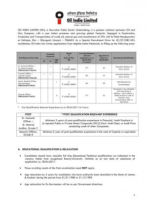 Oil India Limited Recruitment 2017 for 6 Accounts Officer, Security officer and Other Posts  