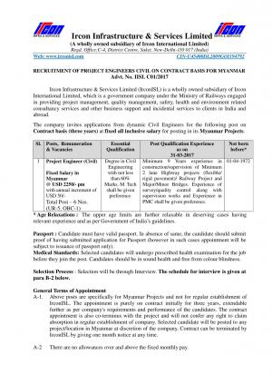 Latest Engineering Jobs, IRCON Recruitment 2017, 6 Vacancies for Project Engineer Posts 