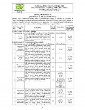 NSCL Recruitment 2017 for 188 Senior Trainees, Management Trainees and Other Posts