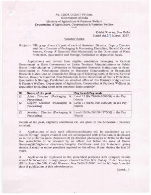 MOAFW Recruitment 2017 for 3 Joint Director, Deputy Director and Assistant Director Posts
