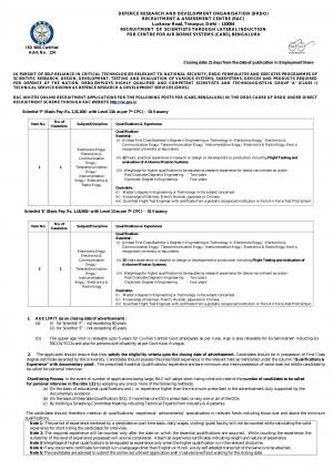 DRDO Recruitment 2017, Engineering Graduates can apply for 2 Scientist Posts