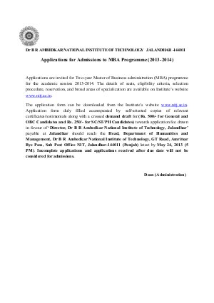 Dr B R AMBEDKAR NATIONAL INSTITUTE OF TECHNOLOGY JALANDH