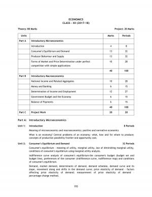 CBSE Class 12 Economics 2017-2018 Syllabus
