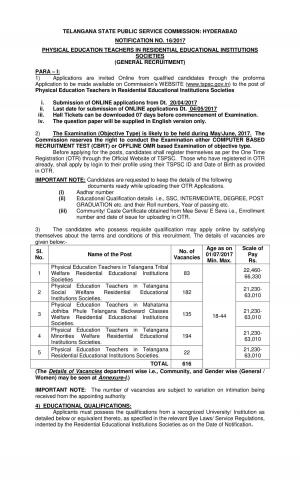 Job Opportunity for 616 Physical Education Teachers at TSPSC, Apply Now