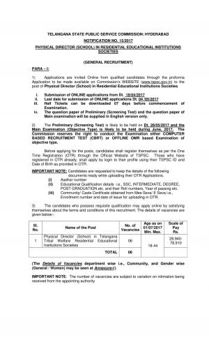 TELANGANA STATE PUBLIC SERVICE COMMISSION: HYDERABAD-6