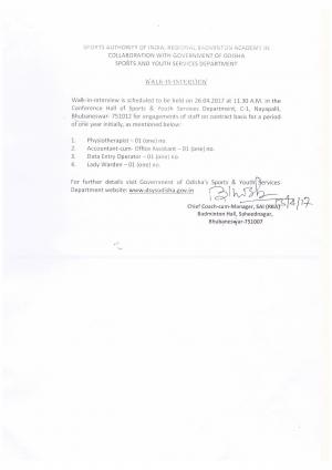 Sports Authority of India Recruitment 2017 for 04 Various Contractual Staff Posts