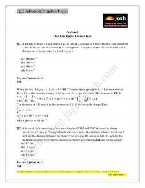 IIT JEE Advanced Paper 2 Solved Physics Paper Set X