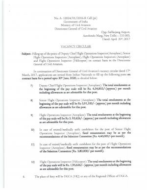 Ministry of Civil Aviation invites applications for Flight Operation Inspector and Other posts 