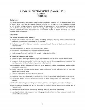 CBSE Class 11 English Elective NCERT 2017- 2018 Syllabus