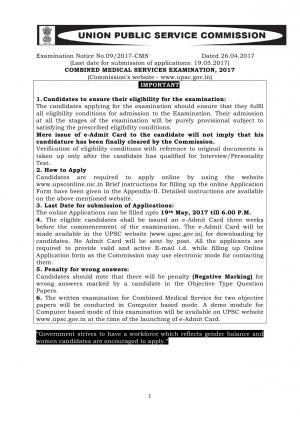UPSC Combined Medical Services Examination 2017: Apply for UPSC CMS 2017 for 710+ Vacancies 