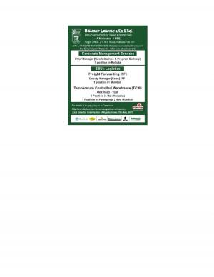 Balmer Lawrie & Co. Ltd Recruitment for 04 Posts of Chief Manager, Deputy Manager Sales & Others