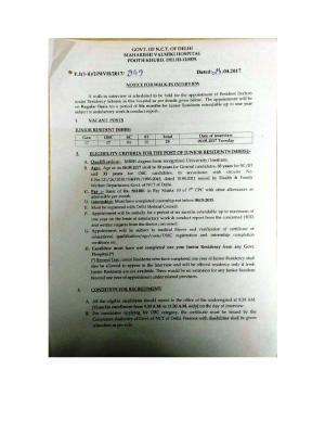 Maharishi Valmiki Hospital Recruitment 2017 for 29 Resident Doctor Posts 