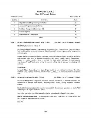 CBSE Class 12 Computer Science Syllabus 2017-2018