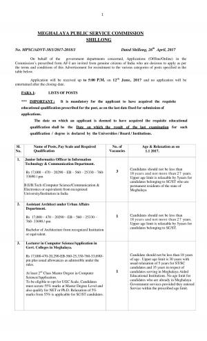 MPSC Recruitment 2017, 59 Inspector of Taxes and Other Posts