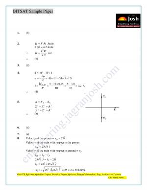BITSAT Physics Solved Sample Solution Paper Set-1