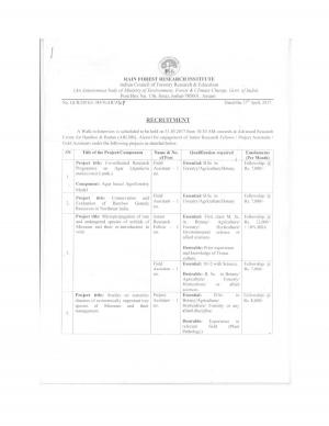 RFRI Recruitment 2017 for 6 Field Assistant and other Posts