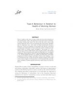 Type-A Behaviour in Relation to Health of Working Women by Manju Mehta and Seema Kalra