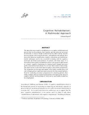 Cognitive Rehabilitation: A Multimodal Approach by Ashum Gupta