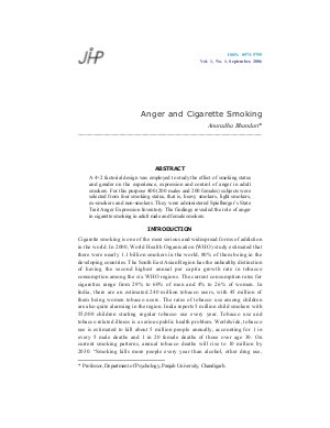 Anger and Cigarette Smoking by Anuradha Bhandari