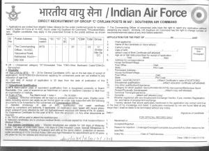 Indian Air Force Recruitment 2017, Apply for 1 MTS Post