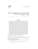 Effect of Life Events Stress on Mental Health of Managers: The Role of Coping by A.P. Singh & A.K. Singh