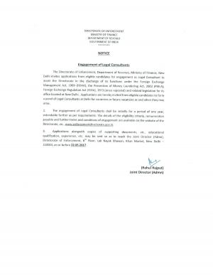 Directorate of Enforcement Recruitment 2017, Apply for Legal Consultant Post, Get Details Here 
