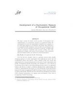Development of a Psychometric Measure of Occupational Health by Aparna Bhardwaj and A.K. Srivastava
