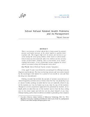 School Refusal Related Health Problems and its Management by Rajesh Ganesan