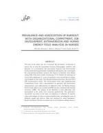 PREVALENCE AND ASSOCIATION OF BURNOUT WITH ORGANIZATIONAL COMMITMENT, JOB INVOLVEMENT, EXTRAVERSION AND HUMAN ENERGY FIELD ANALYSIS IN NURSES by Monika Sharma, Manvir Bhatia and Nalini Kaul