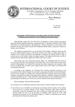 ICJs Press note on Jadhav