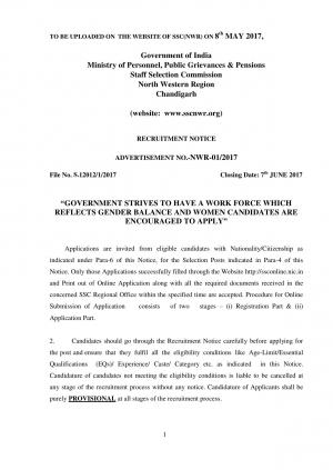 SSC NWR Recruitment 2017, Apply for 28 Jr Technical Assistant, Deputy Ranger and Other Posts 