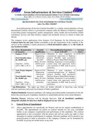 IRCON Recruitment 2017, Civil Engg Graduates can Apply for 20 Engineer and Asst. Eng Posts