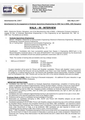 BHEL Graduate Apprentice Programme 2017, Engineering Grads are eligible to apply for 50 Vacancies 