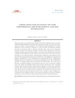 STRESS STATE AND ITS EFFECT ON TASK PERFORMANCE, JOB INVOLVEMENT, AND JOB SATISFACTION by Sandeep Kumar and A.P. Singh