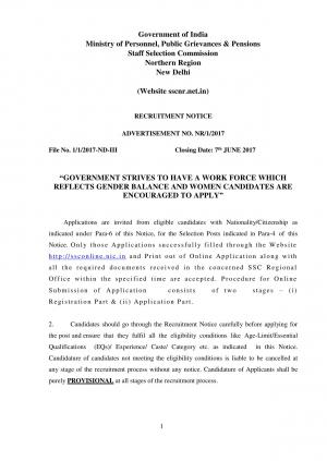 SSCNR Recruitment 2017| 200 Vacancies for Statistical Assistant and Other Posts