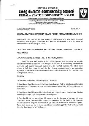 KSBB Recruitment 2017 for 06 Post Doctoral Fellowship & Doctoral Fellowship Posts  