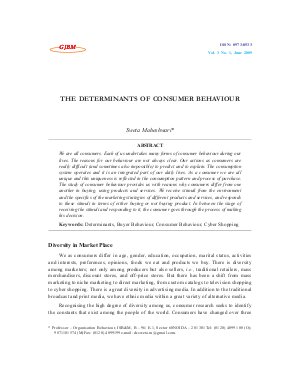 THE DETERMINANTS OF CONSUMER BEHAVIOUR by Sweta Maheshwari