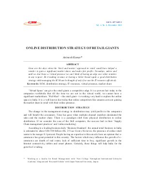 ONLINE DISTRIBUTION STRATEGY OF RETAIL GIANTS by Animesh Kumar