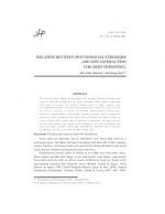 RELATION BETWEEN PSYCHOSOCIAL STRESSORS AND LIFE SATISFACTION FOR ARMY PERSONNEL by Shivalika Sharma and Anup Sud