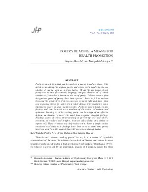 POETRY READING: A MEANS FOR HEALTH PROMOTION by Nupur Munshi and Manjula Mukerjee