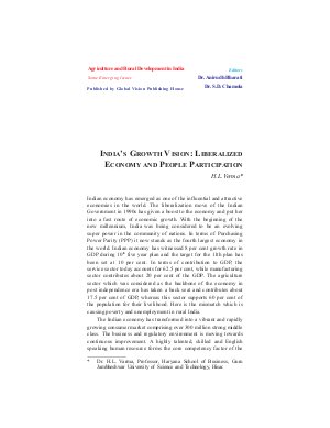 INDIA’S GROWTH VISION: LIBERALIZED ECONOMY AND PEOPLE PARTICIPATION by H.L.Verma
