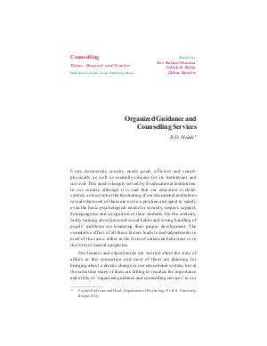 Organized Guidance and Counselling Services by R.D. Helode