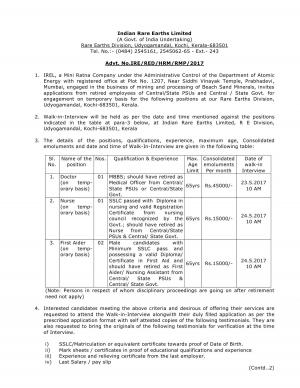 IREL Recruitment 2017 for 04 Doctor