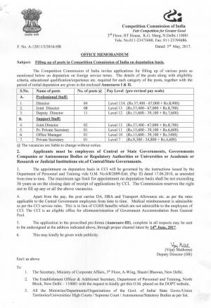 CCI Recruitment 2017 for 28 Professional Staff and Support Staff Posts 
