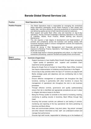 Detailed Notification of Bank of Baroda Recruitment 2017 for Head-Retail Operations