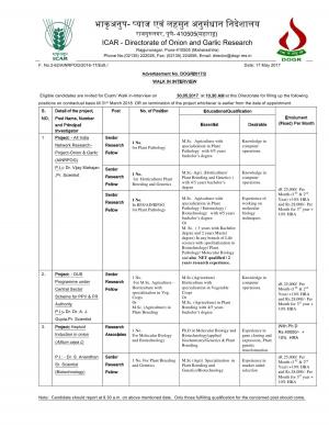 ICAR-DOGR Recruitment for 06 SRF and Research Associate Posts