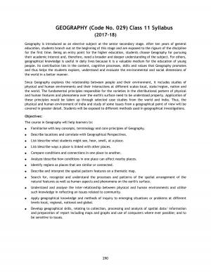 CBSE Class 11 Geography Syllabus 2017 – 2018