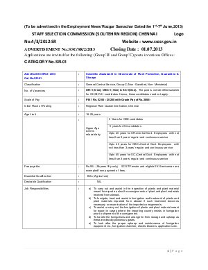 SSC Chennai Notified Recruitment for Various Group B and Group C Posts